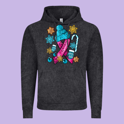 Winter Breast Cancer Ribbon Vintage Hoodie Designed By Nancycooperartshop