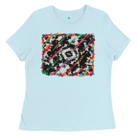Baby Blue cowhide and serape background Ladies Tee - RanaPortraitStore