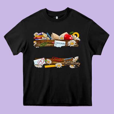Floral Teacher Custom Name Heavy Core Tee Designed By Nancycooperartshop