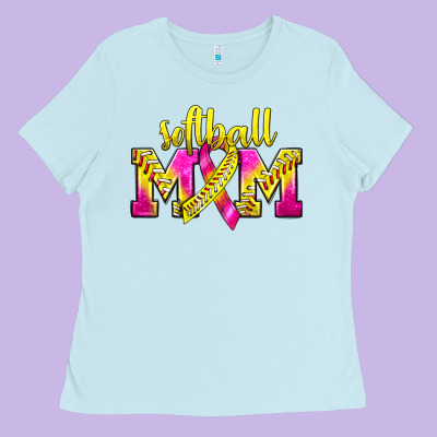 Softball Mom Breast Cancer Ladies Tee Designed By Bundleandbundleshop