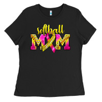 Black Softball Mom Breast Cancer Ladies Tee - BundleAndBundleShop