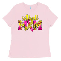 Bubblegum Pink Softball Mom Breast Cancer Ladies Tee - BundleAndBundleShop