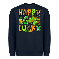 Navy St. Patrick's Happy go lucky Heavyweight Sweatshirt - OliviaCreatesArt