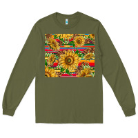 Army Green mexican sunflowers Long Sleeve Tee - TumblerDesignByShophia
