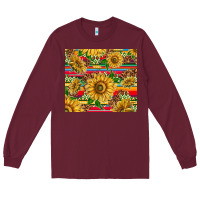 Burgundy mexican sunflowers Long Sleeve Tee - TumblerDesignByShophia