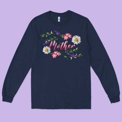 Floral Daisy Mother Long Sleeve Tee Designed By Ranaportraitstore