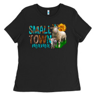 Black Small Town Mama With Sheeps Ladies Tee - BundleAndBundleShop