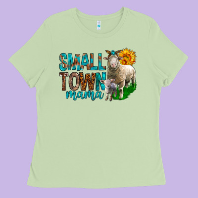 Small Town Mama With Sheeps Ladies Tee Designed By Bundleandbundleshop