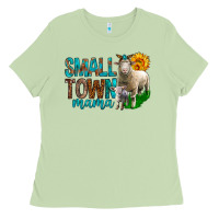 Matcha Small Town Mama With Sheeps Ladies Tee - BundleAndBundleShop