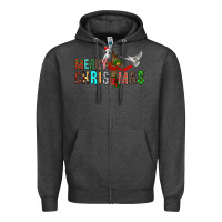 Charcoal Heather Merry christmas cross Zipper Hoodie - FaDigitalArtStudio