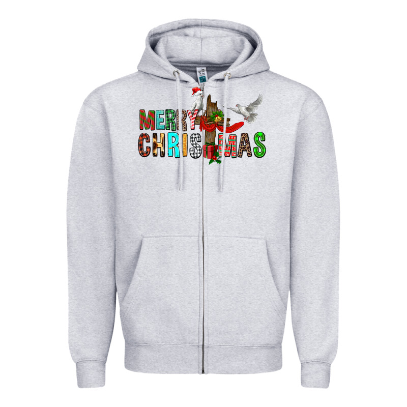 Merry Christmas Cross Zipper Hoodie by FaDigitalArtStudio | Teevron