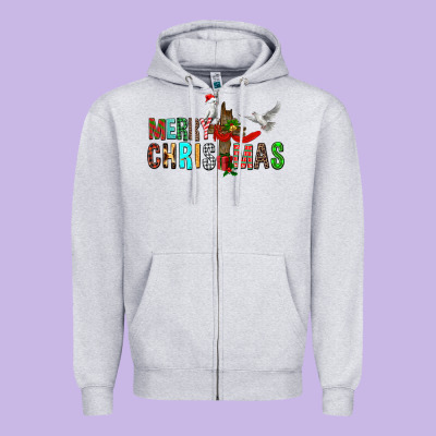 Merry Christmas Cross Zipper Hoodie Designed By Fadigitalartstudio