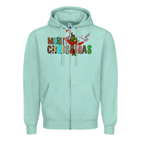 Seafoam Merry christmas cross Zipper Hoodie - FaDigitalArtStudio