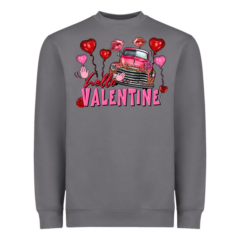 Hello Valentine Valentine's Day Truck Heavyweight Sweatshirt by FaDigitalArtStudio | Teevron