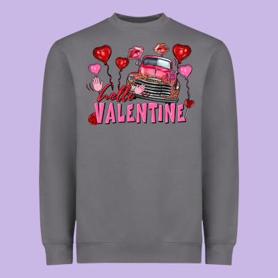 Hello Valentine Valentine's Day Truck Heavyweight Sweatshirt Designed By Fadigitalartstudio