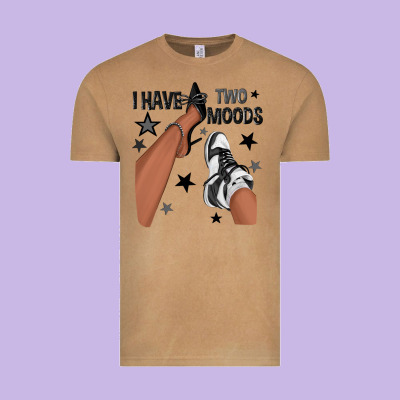 I Have Two Moods Black Sneakers Afro Girl Vintage Tee Designed By Texasbilliewilder