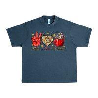 Midnight Navy Peace love hot chocolate Urban Heavy Tee - NancyCooperArtShop