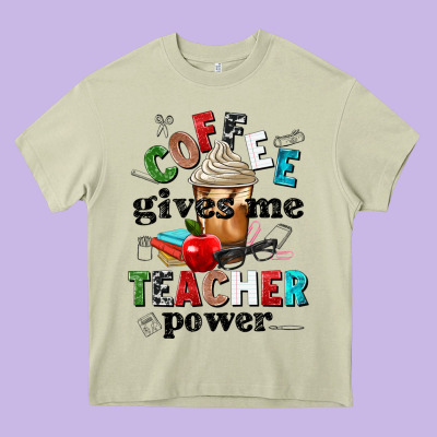 Coffee Gives Me Teacher Power Heavy Core Tee Designed By Nancycooperartshop