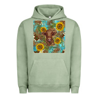 Pigment Oil Green western highland cow Urban Hoodie - BarkalooDesign