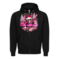 Black pink merry christmas Zipper Hoodie - FaDigitalArtStudio