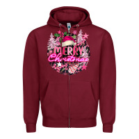 Burgundy pink merry christmas Zipper Hoodie - FaDigitalArtStudio