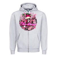 Heather Grey pink merry christmas Zipper Hoodie - FaDigitalArtStudio