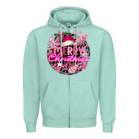 Seafoam pink merry christmas Zipper Hoodie - FaDigitalArtStudio
