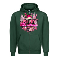 Sports Green pink merry christmas Zipper Hoodie - FaDigitalArtStudio