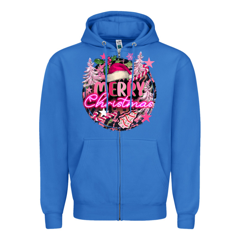 Pink Merry Christmas Zipper Hoodie by FaDigitalArtStudio | Teevron