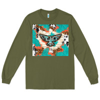Army Green freebird with leopard and cowhide pattern Long Sleeve Tee - TumblerDesignByShophia