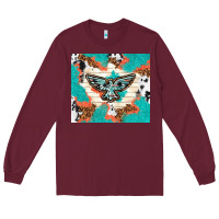 Burgundy freebird with leopard and cowhide pattern Long Sleeve Tee - TumblerDesignByShophia
