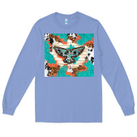 Colony Blue freebird with leopard and cowhide pattern Long Sleeve Tee - TumblerDesignByShophia