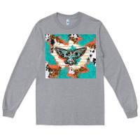 Heather Grey freebird with leopard and cowhide pattern Long Sleeve Tee - TumblerDesignByShophia