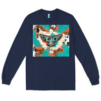 Navy freebird with leopard and cowhide pattern Long Sleeve Tee - TumblerDesignByShophia