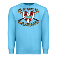 Ocean Blue all you need is love baseball Premium Sweatshirt - CowhideDigitalArt