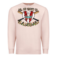 Pale Pink all you need is love baseball Premium Sweatshirt - CowhideDigitalArt