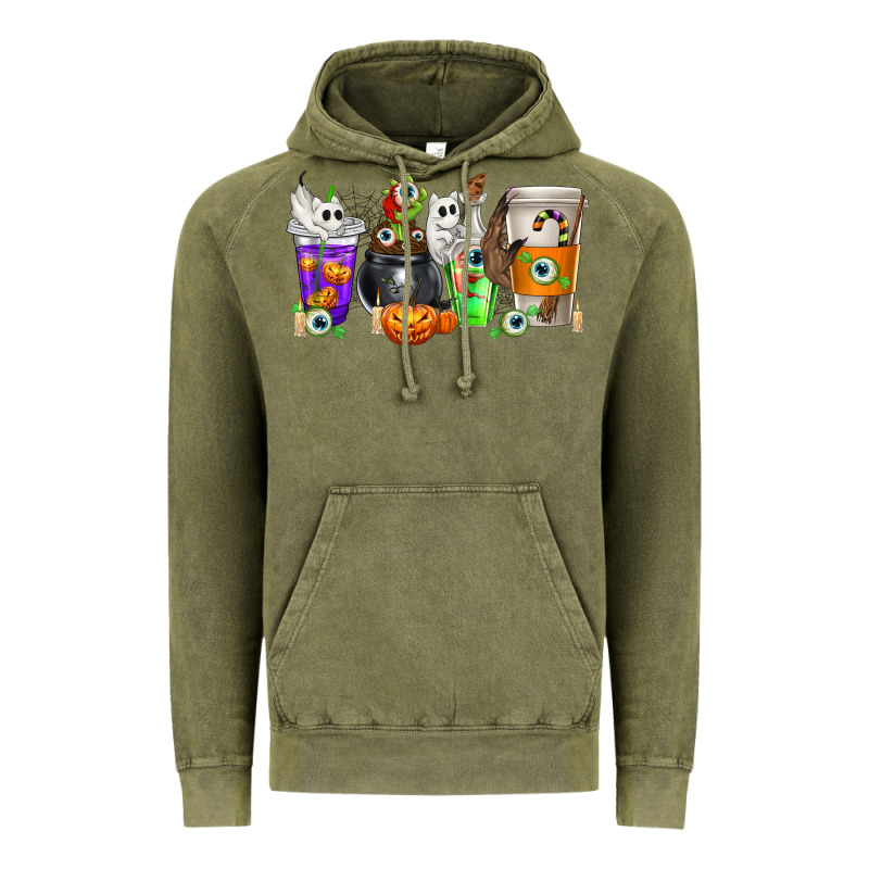 Halloween Coffee Cups Vintage Hoodie by texasbilliewilder | Teevron