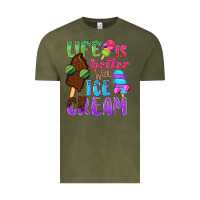 Vintage Olive Life is better with ice cream Vintage Tee - NancyCooperArtShop