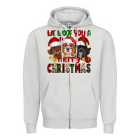 Dove Grey We Woof You A Merry Christmas Zipper Hoodie - FaDigitalArtStudio