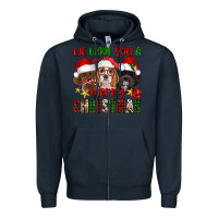 Navy We Woof You A Merry Christmas Zipper Hoodie - FaDigitalArtStudio