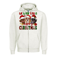 Oatmeal Heather We Woof You A Merry Christmas Zipper Hoodie - FaDigitalArtStudio