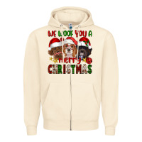 Sandshell We Woof You A Merry Christmas Zipper Hoodie - FaDigitalArtStudio