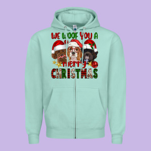 We Woof You A Merry Christmas Zipper Hoodie Designed By Fadigitalartstudio