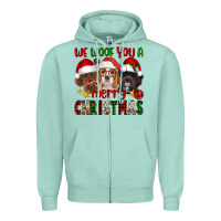 Seafoam We Woof You A Merry Christmas Zipper Hoodie - FaDigitalArtStudio