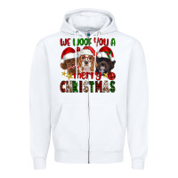 White We Woof You A Merry Christmas Zipper Hoodie - FaDigitalArtStudio