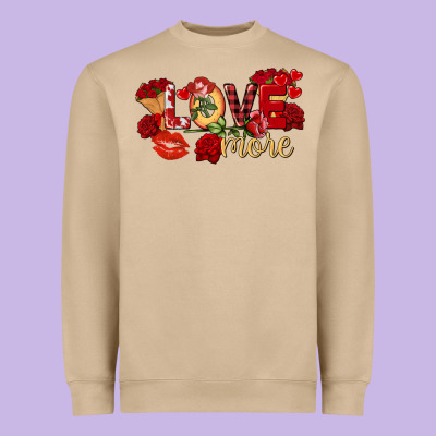 Love More Valentine's Day Heavyweight Sweatshirt Designed By Fadigitalartstudio