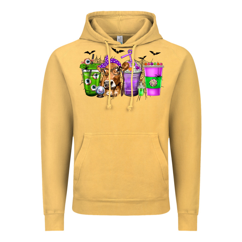 Coffee Cups With Cow And Halloween Vintage Hoodie by texasbilliewilder | Teevron