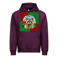 Mauve Wine christmas raccoon Urban Hoodie - BarkalooDesign
