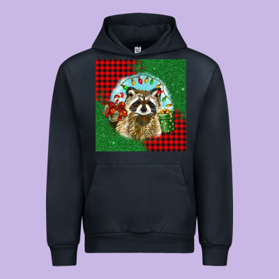 Christmas Raccoon Urban Hoodie Designed By Barkaloodesign