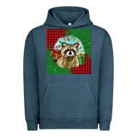 Pigment Midnight Navy christmas raccoon Urban Hoodie - BarkalooDesign